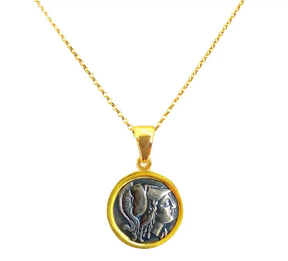 Ancient Greek Coin Necklace Greek Goddess Athena